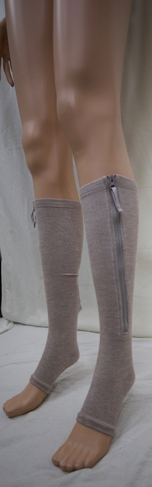 Open-Toe Compression Socks, side zippers, XS.