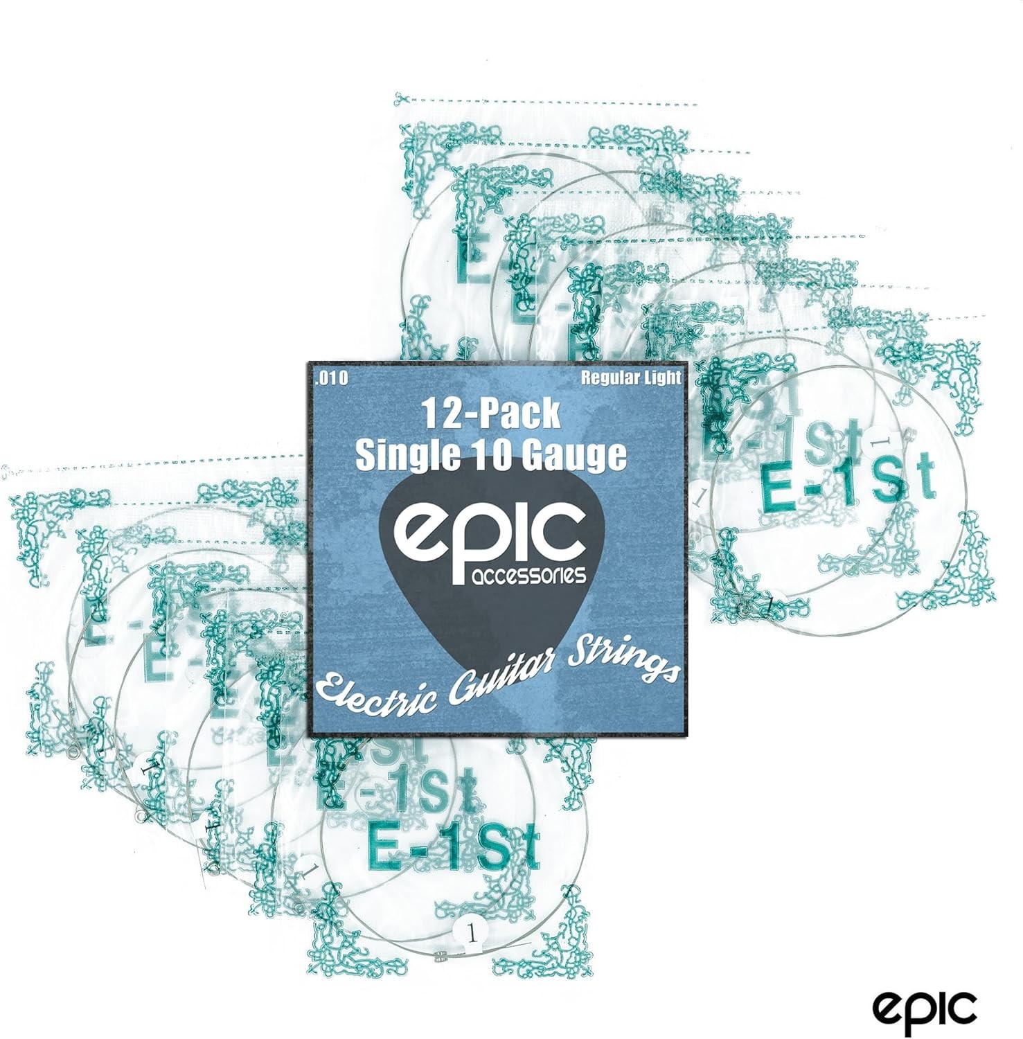 12-Pack .010 Gauge High E String Single Electric Guitar Strings 10