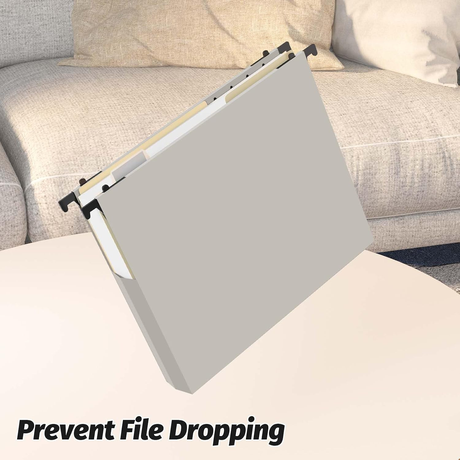 Extra Capacity Plastic Hanging File Folders, 12 Pack, Letter, Grey | Letter Size
