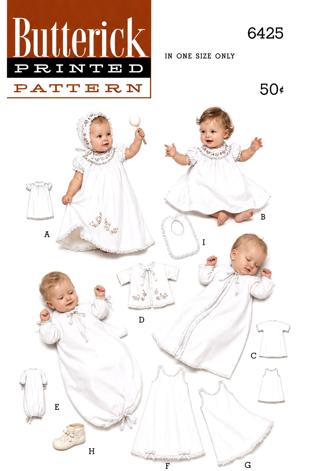 Baby Infant Layette Sewing Pattern Butterick 6425