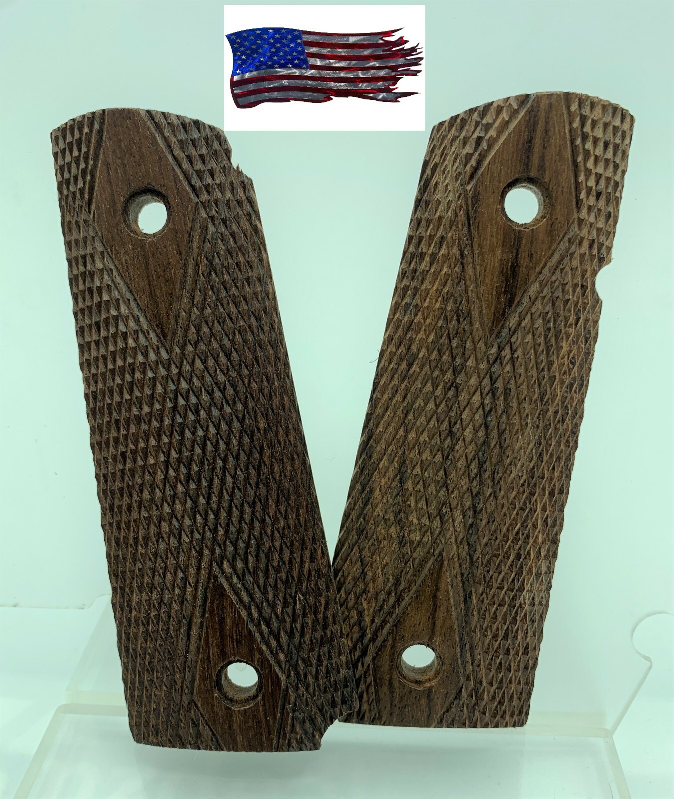 PISTOL GRIPS ROSEWOOD M1911A1 COLT GRIPS DOUBLE DIAMOND WW2 US ARMY 45 ACP
