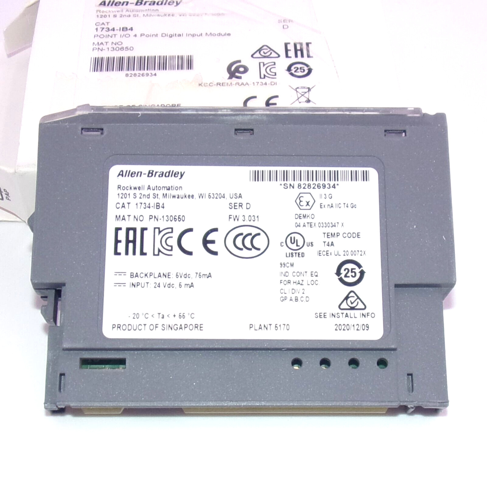 Allen-Bradley Point I/O 24VDC 4-Point Digital Input Module 1734-IB4 SER. D