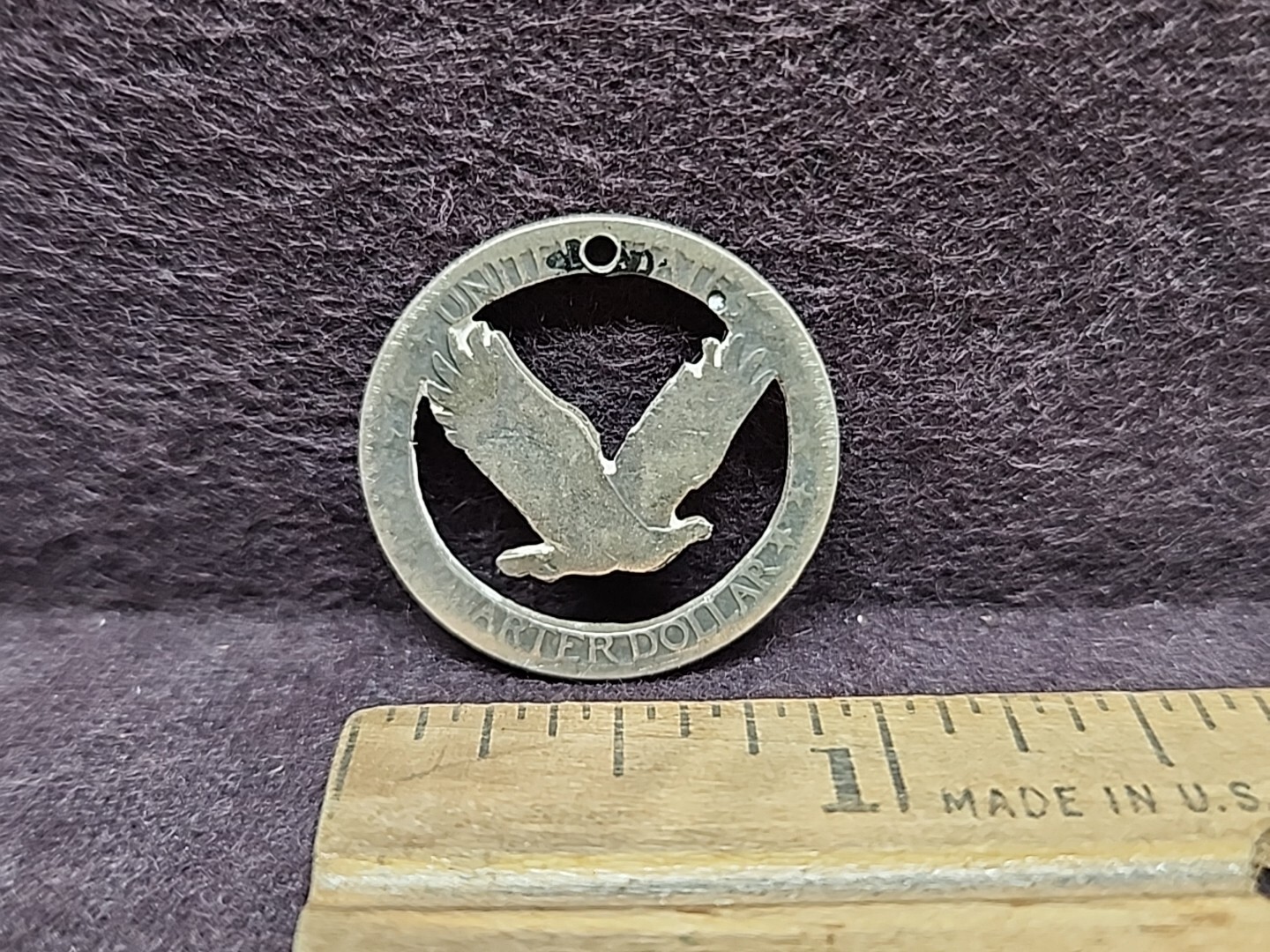 Silver Flying Eagle Pendant Charm Cutout Coin From Standing Liberty Quarter
