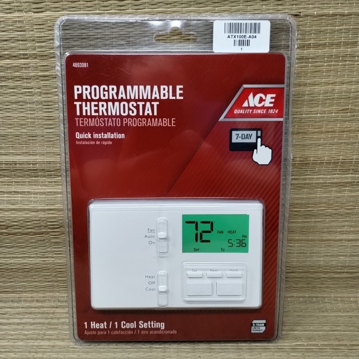 Ace Programmable Thermostat 1 Heat/ 1 Cool Setting 4693081 Sealed New