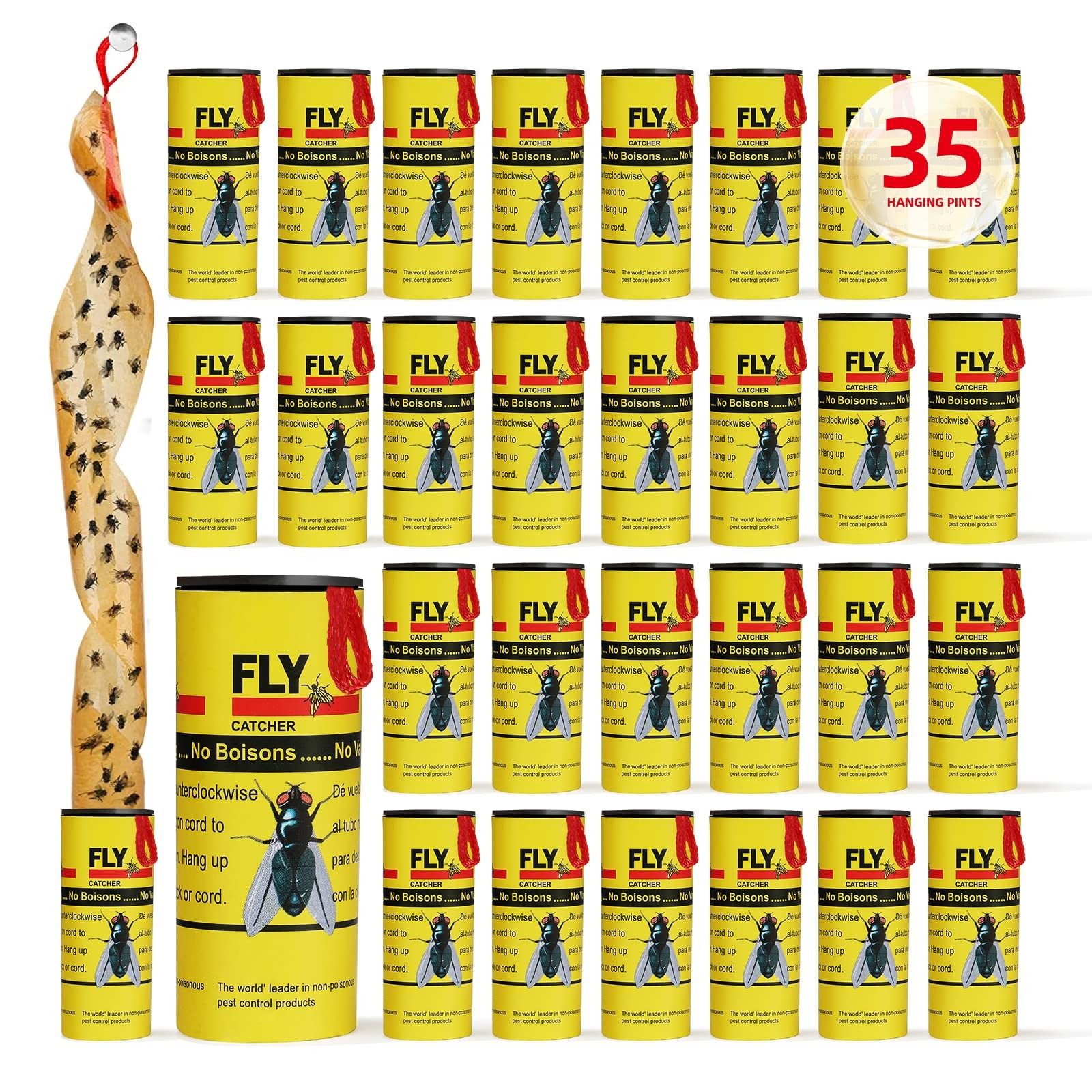 Fly Traps for Indoors Outdoor, Fly Paper Strips Sticky Hanging, Fruit Fly Strips