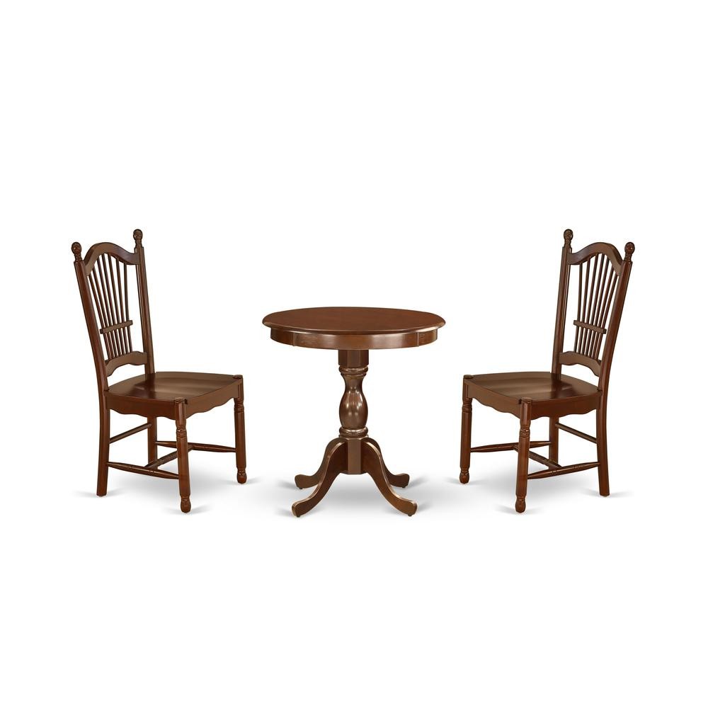 East West Furniture - ESDO3-MAH-W - 3-Pc Dining Set - 2 Wooden Dining Room...