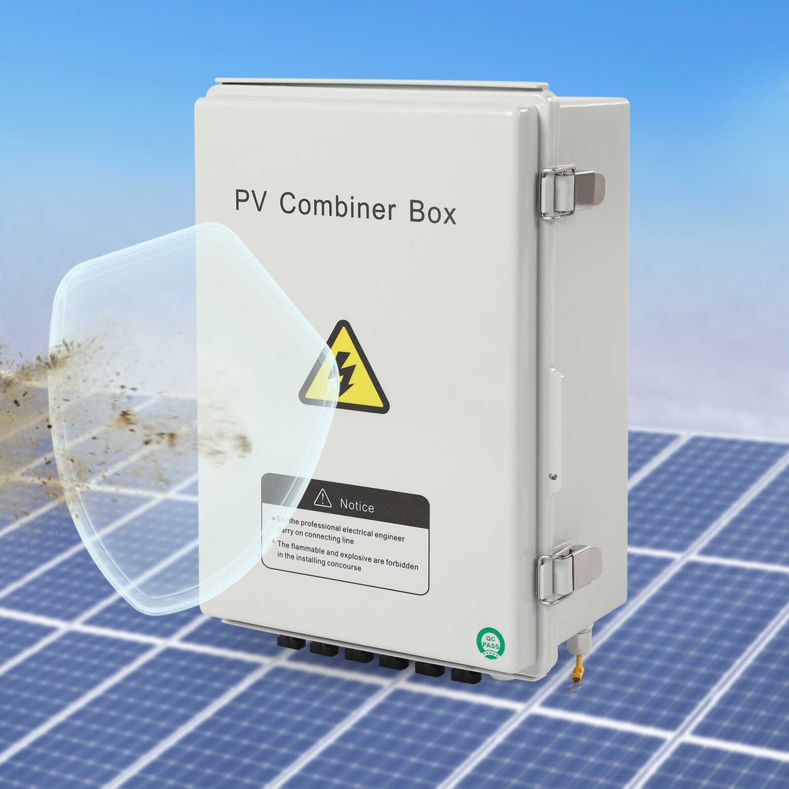 6-String Solar PV Combiner Box New 15A Circuit Breaker For Solar Panel System