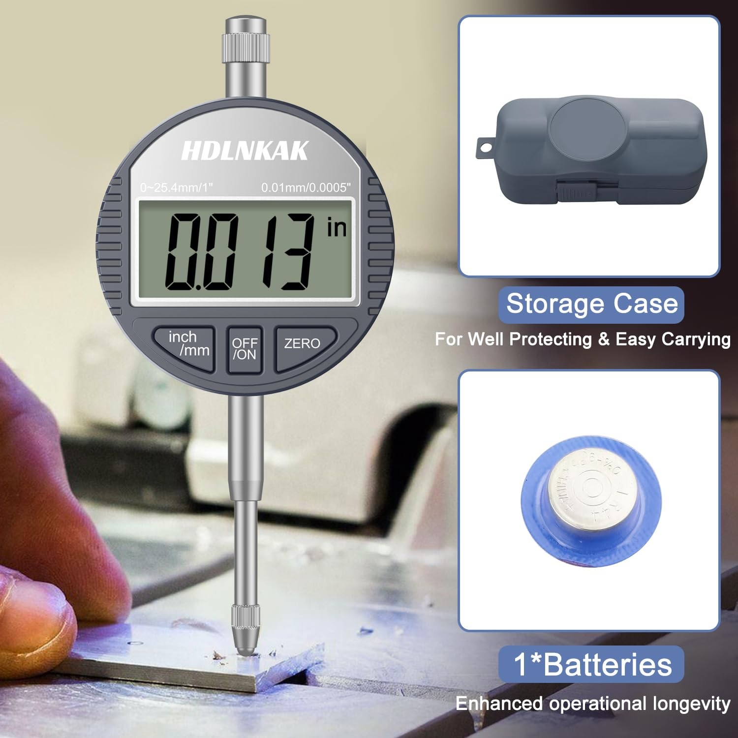 HDLNKAK Electronic Digital Dial Indicator Under 3 Inches, 1”Dial
