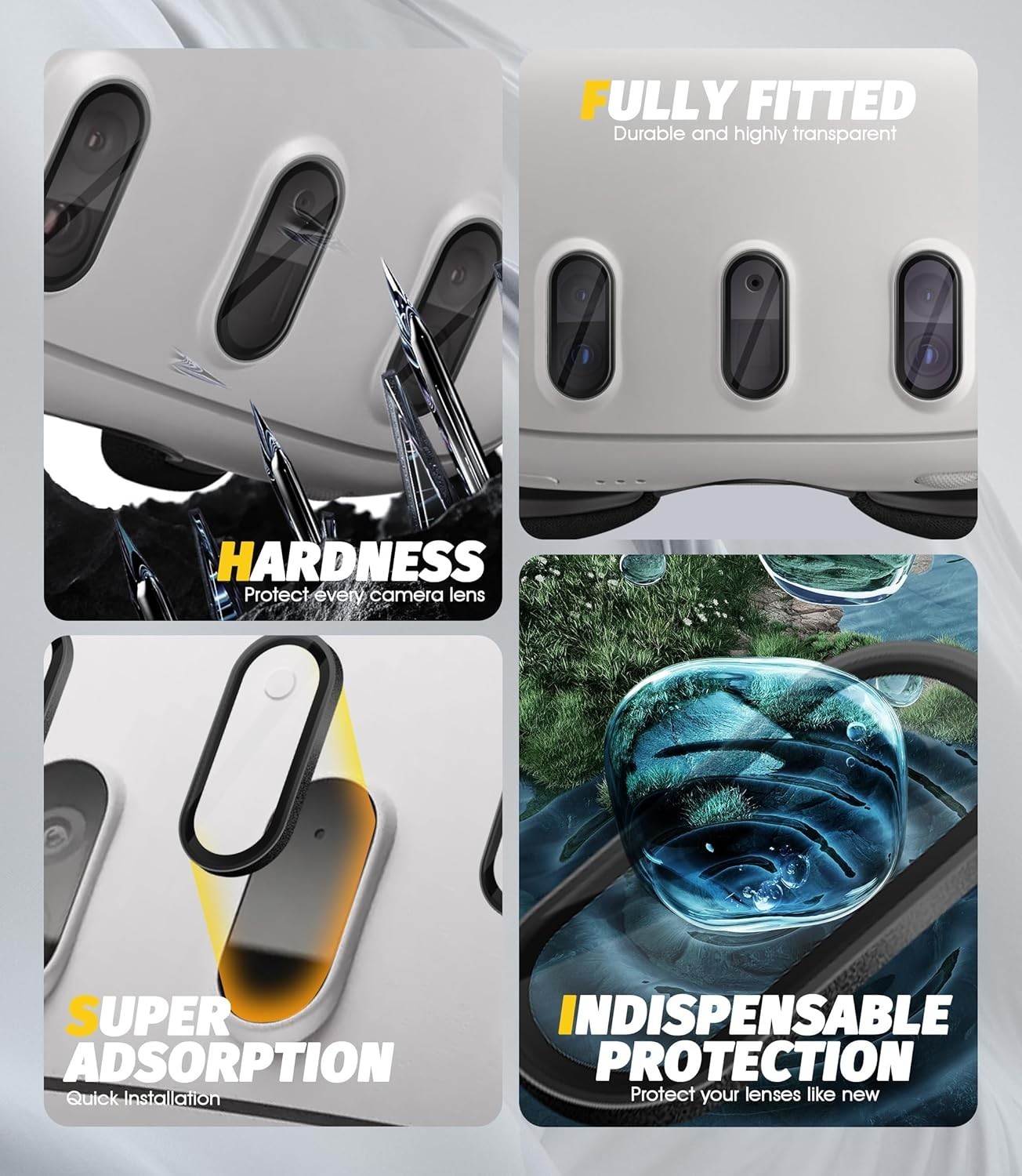 High Definition Camera Lens Protection for Quest 3 - 2 Sets with Cleaning Kit