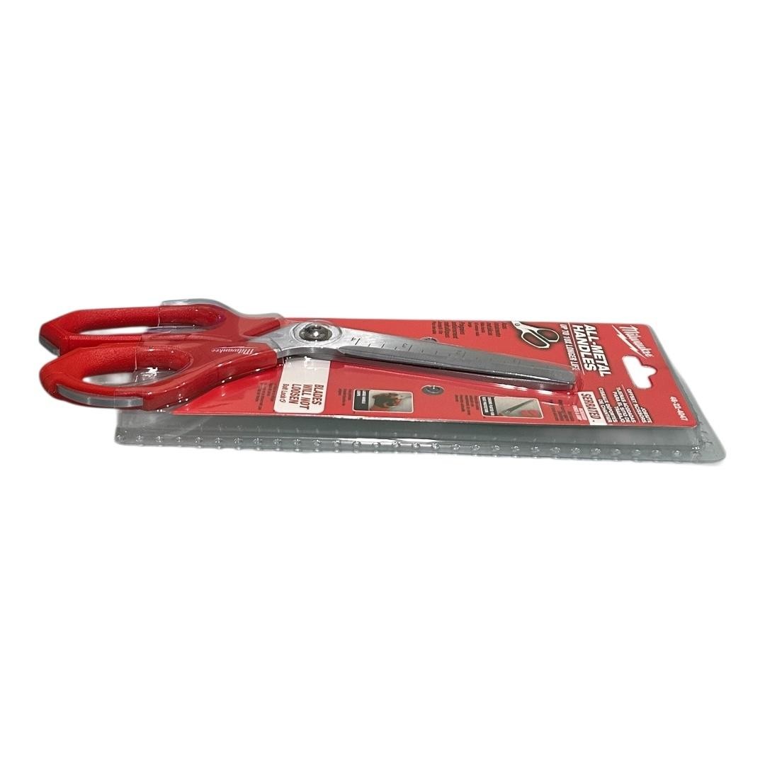 Milwaukee Jobsite Offset Wallpaper Scissors Serrated All-Metal Red 48-22-4047