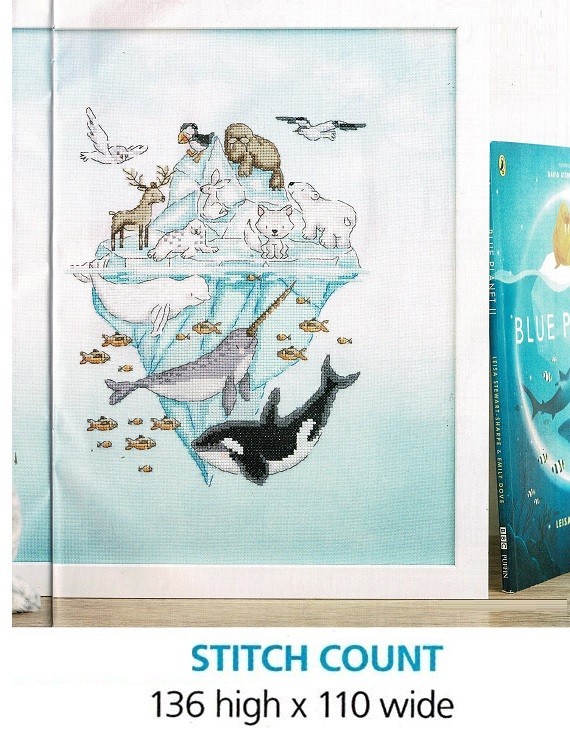 ARTIC ANIMALS ON ICEBERG  CROSS STITCH PATTERN  ONLY  EQ  PQU