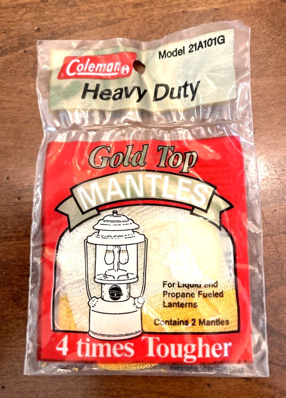 Vintage Coleman Gold Top Heavy Duty Mantles Model #21A101G, Pack of 2 Mantles