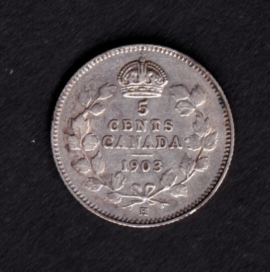 Canada 1903H 5c Five Cent Silver Coin King Edward VII VF Very Fine .925 #5