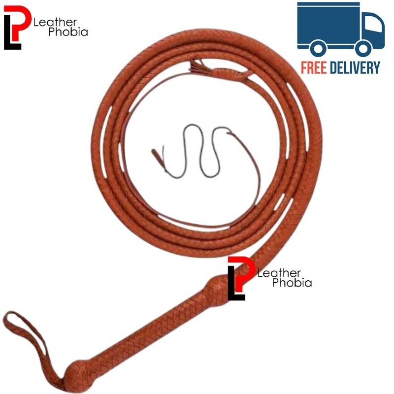 Genuine Cow-Hide Leather whip 06 Feet Long 12 Plait weaving Rope core whip