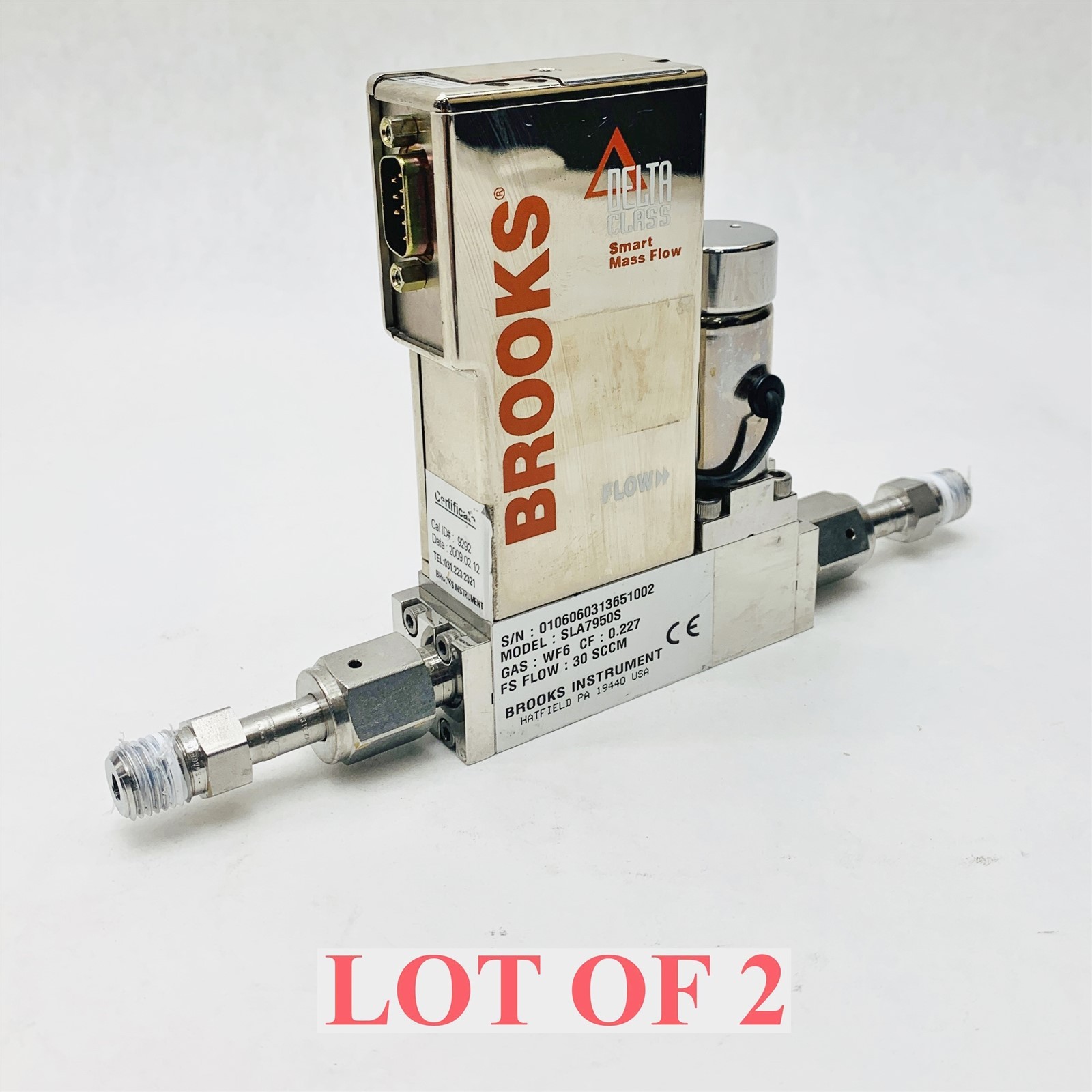 Brooks SLA7950S Delta Class (WF6 30SCCM 0.227 CF) Smart Mass Flow Meter Lot 2