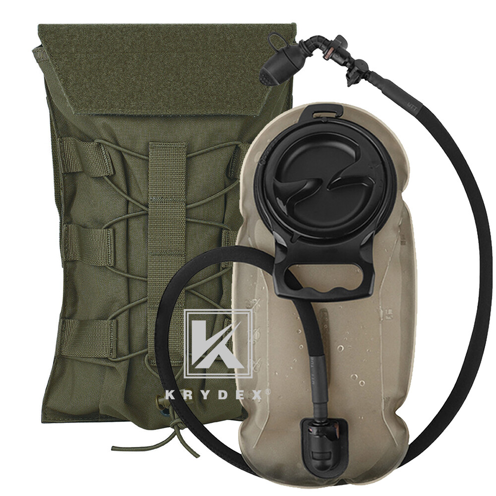 KRYDEX 1.5L Water Bladder Tactical Hydration Pack MOLLE Panel for Vest Green