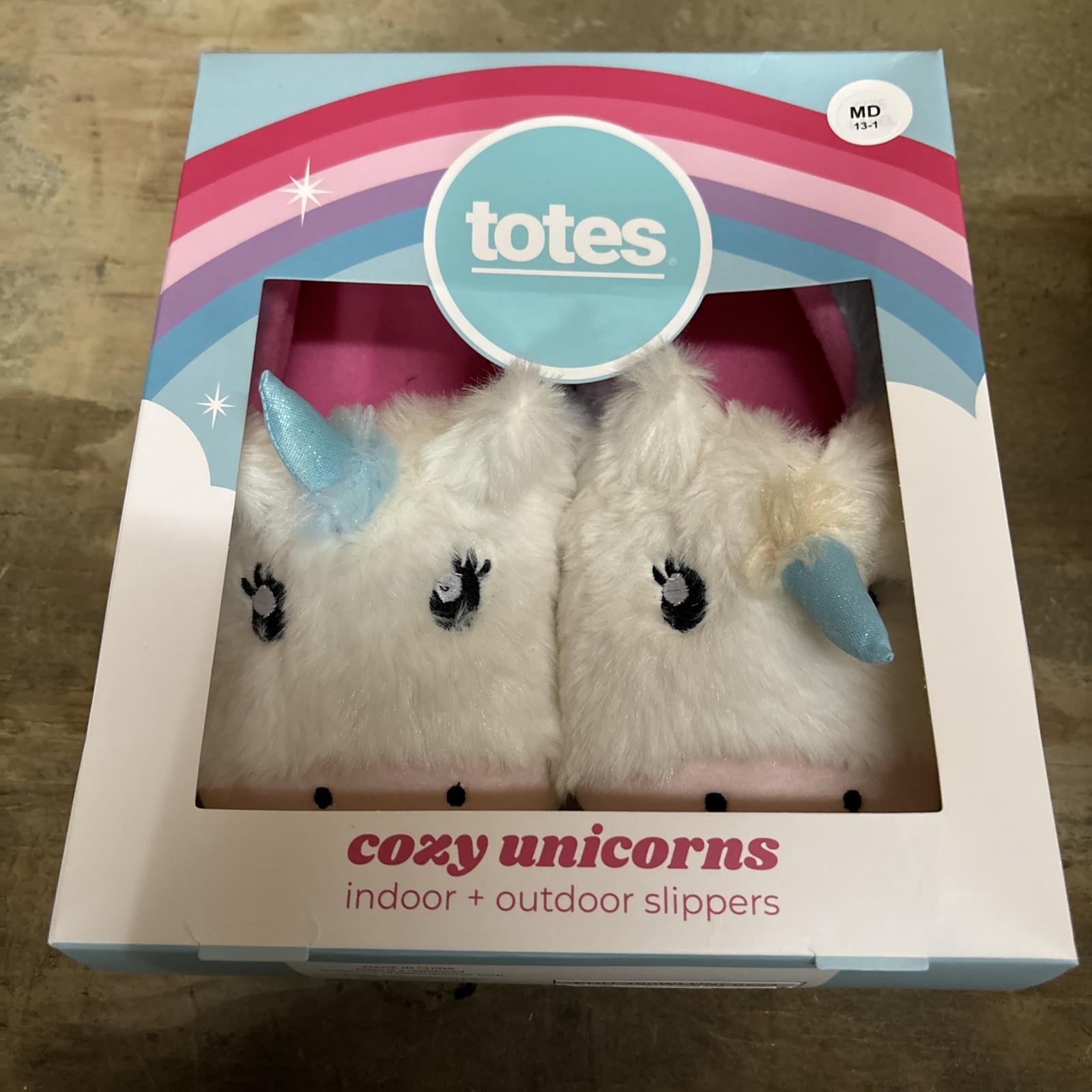 Totes Cozy Unicorns Indoor/outdoor Slippers Kids Sz 13-1