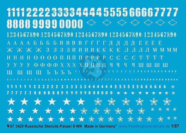 Peddinghaus 1/87 (HO) Russian Vehicle Markings Numbers & Stars WWII (White) 3420