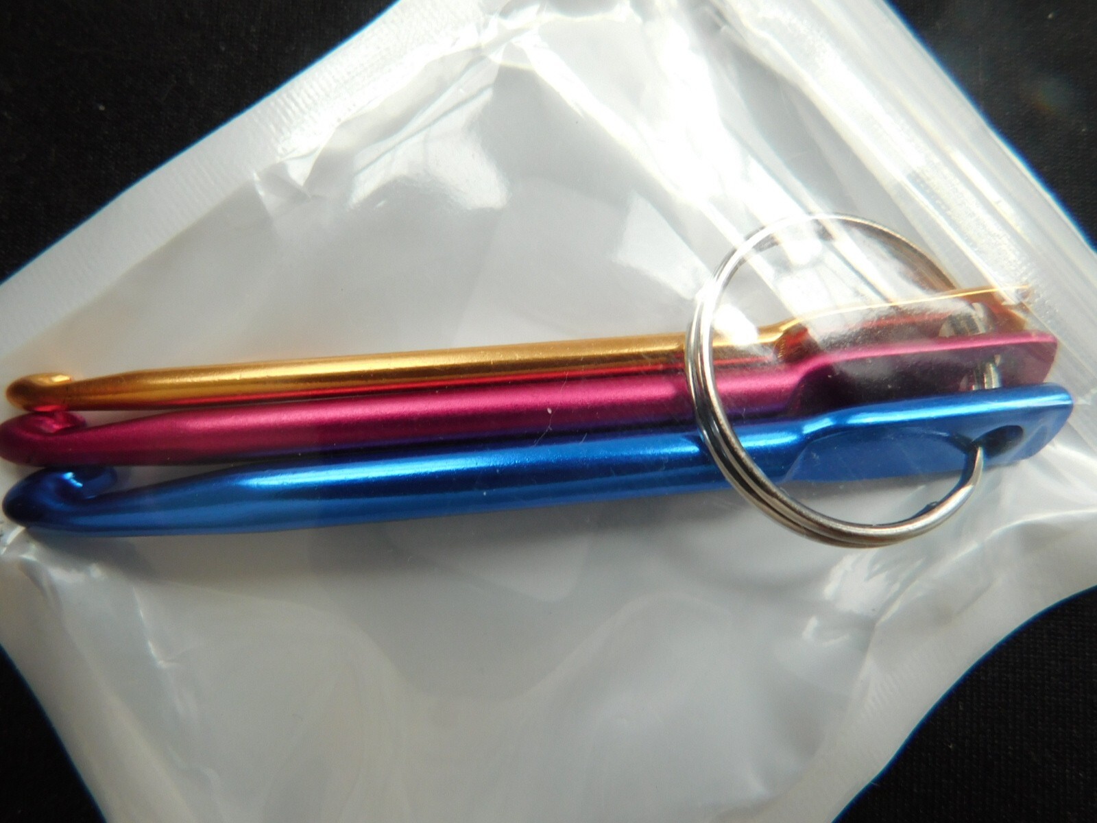 Key Ring with 3 Mini Crochet Hooks