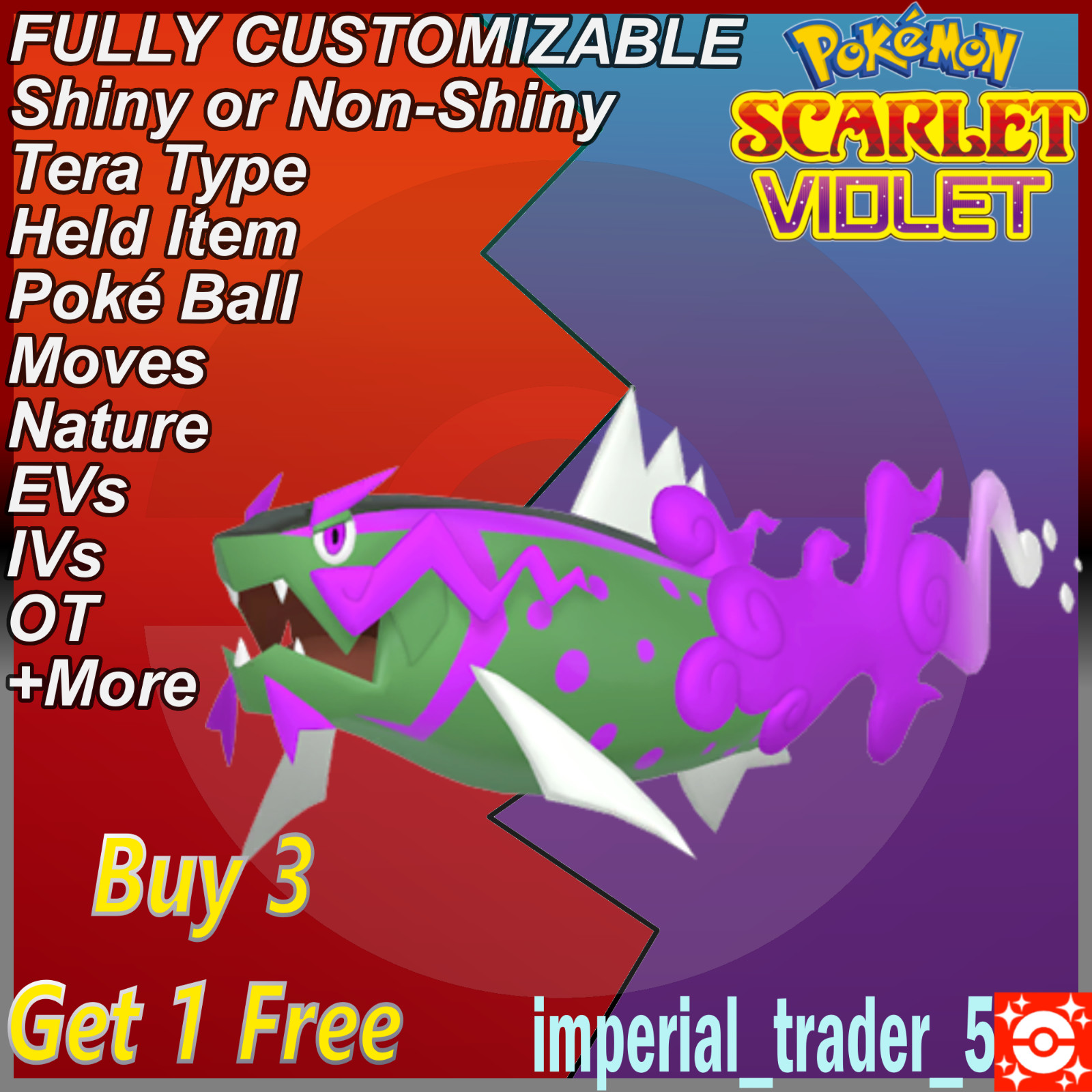Pokémon Scarlet and Violet ✨ Shiny Basculegion ✨ W/ Best 6IV Customizable
