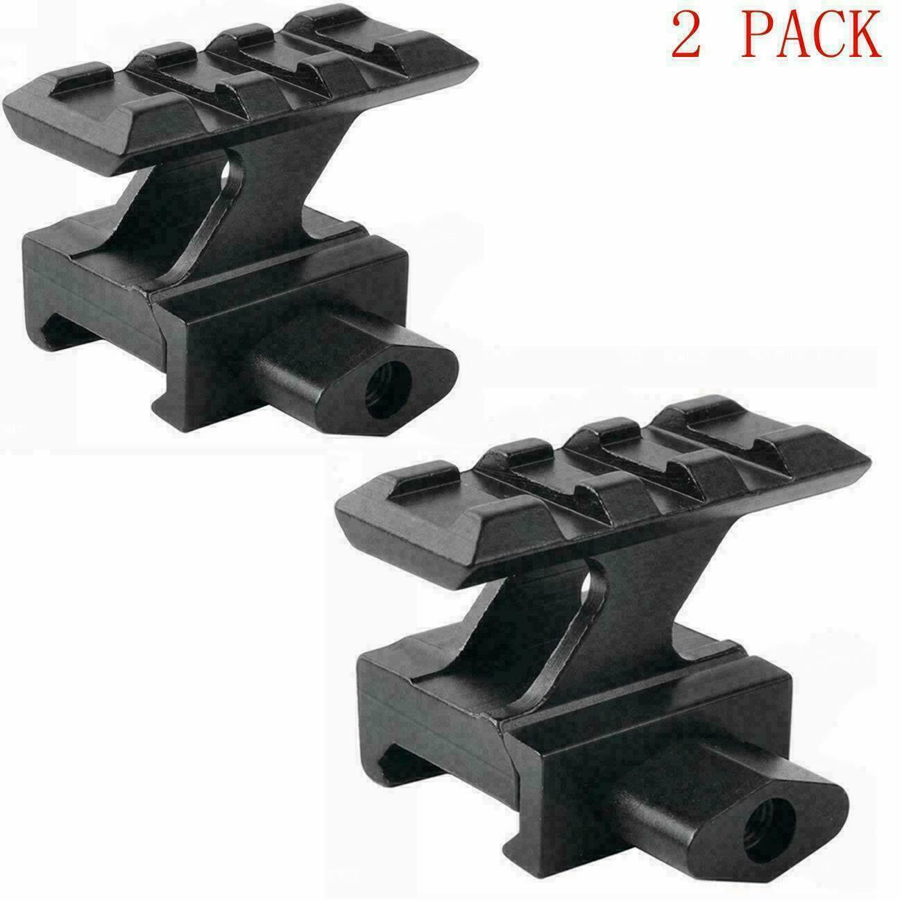 2Pcs 3 Slot High Riser Scope Mount Base Mount 20mm to 20mm Picatinny Rail
