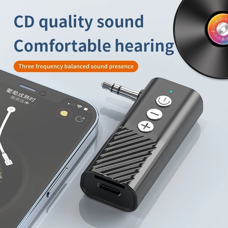 Jack Aux 5.3 Transmitter Receiver Adapter Audio 3.5mm 3-in-1 Wireless Bluetooth