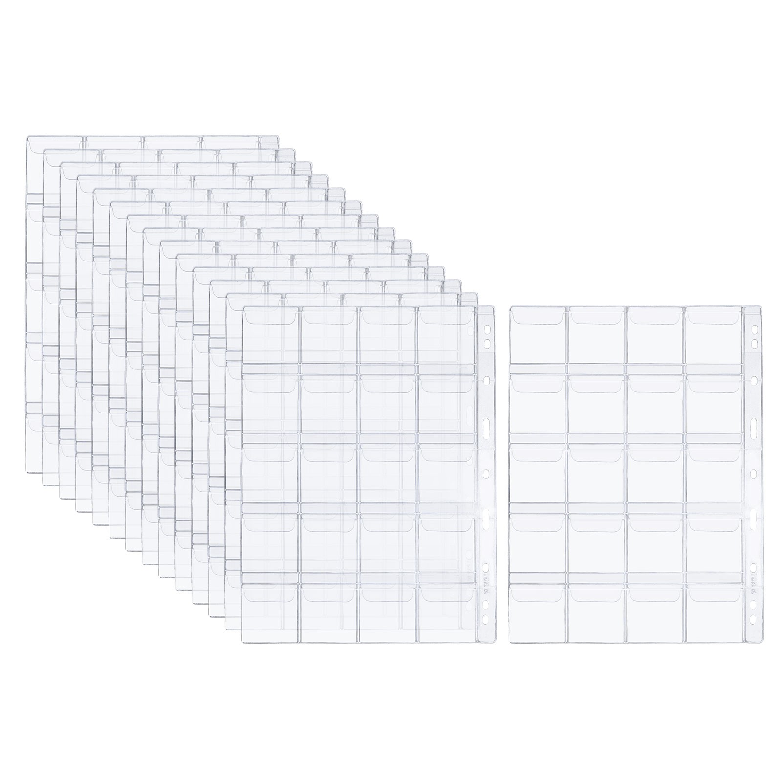 20 Pockets Coin Collecting Pages, 15 Sheets Coin Binder Inserts Sleeves