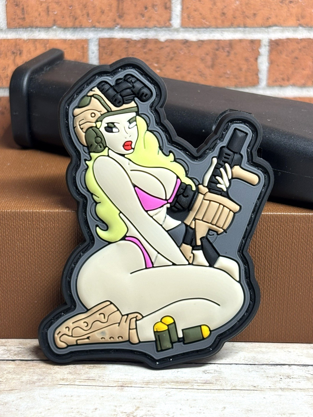 Tactical PVC Patch - Sexy Blonde Girl Patch -  Military Morale Anime Gun Patch
