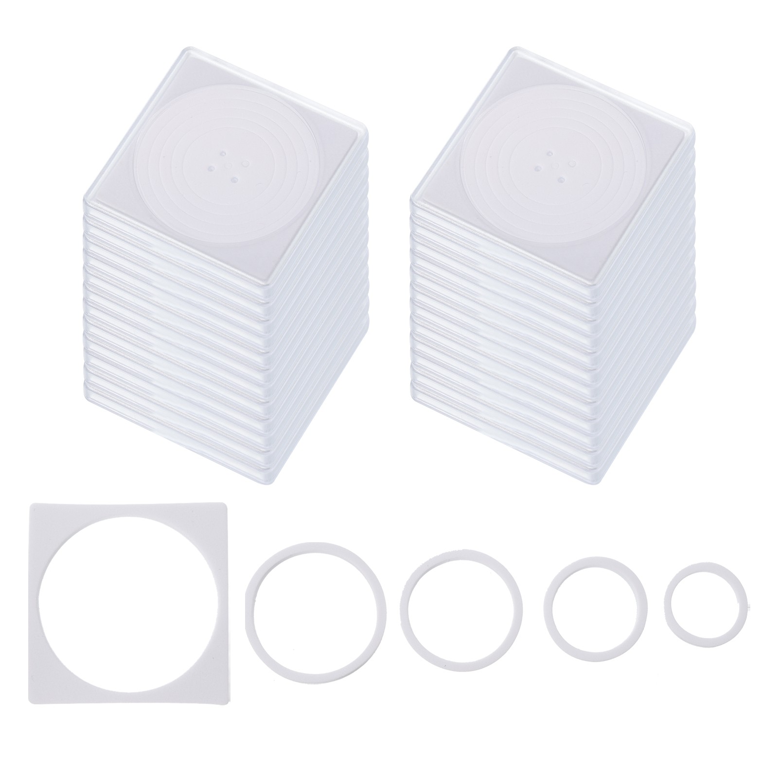 Coin Snap Holder, 24 Pack Coin Holders Square Fit 20/25/30/35/40mm, White
