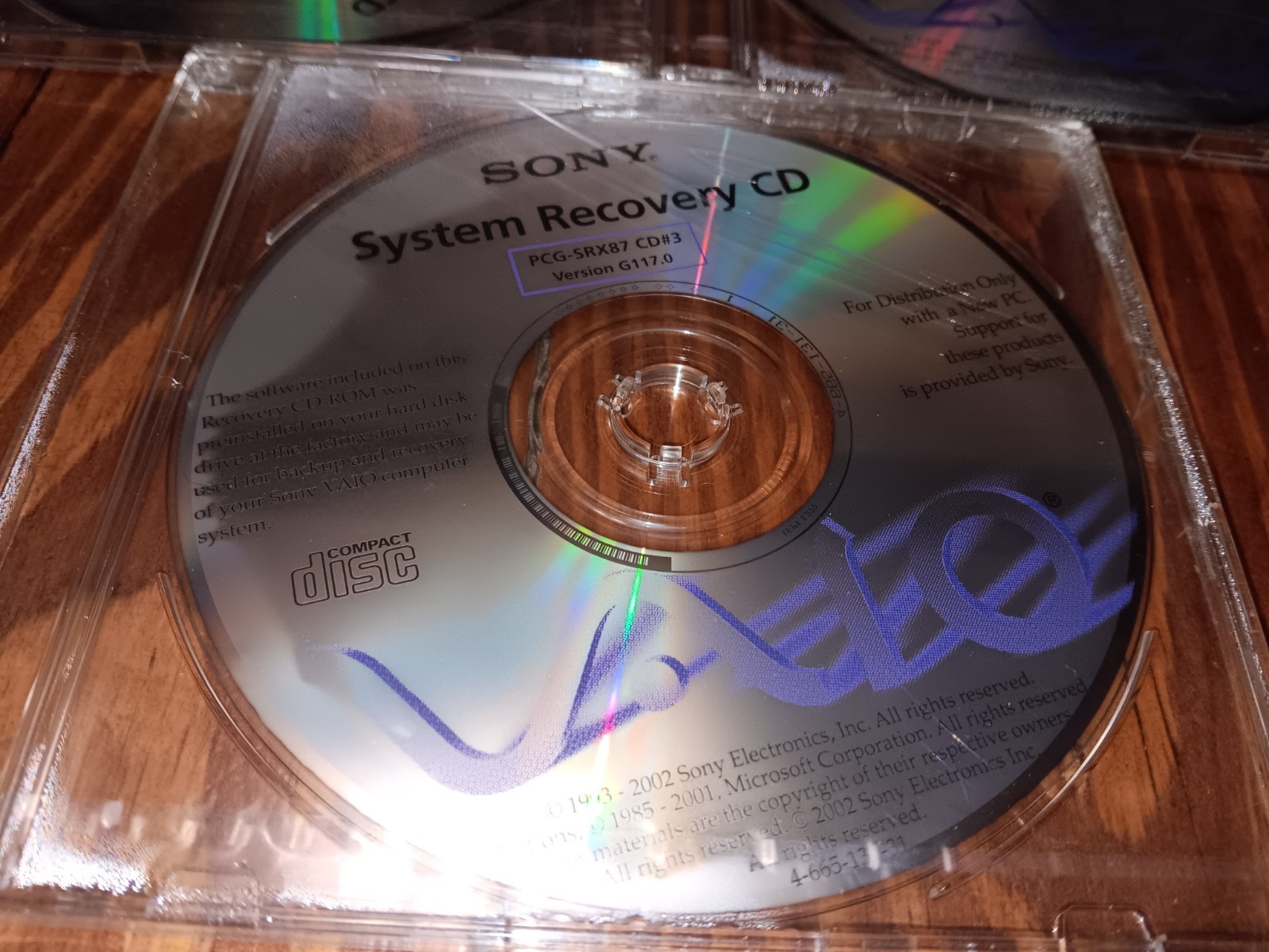 Sony VAIO System Recovery 3 CD's PCG-SRX87 Version G117.0