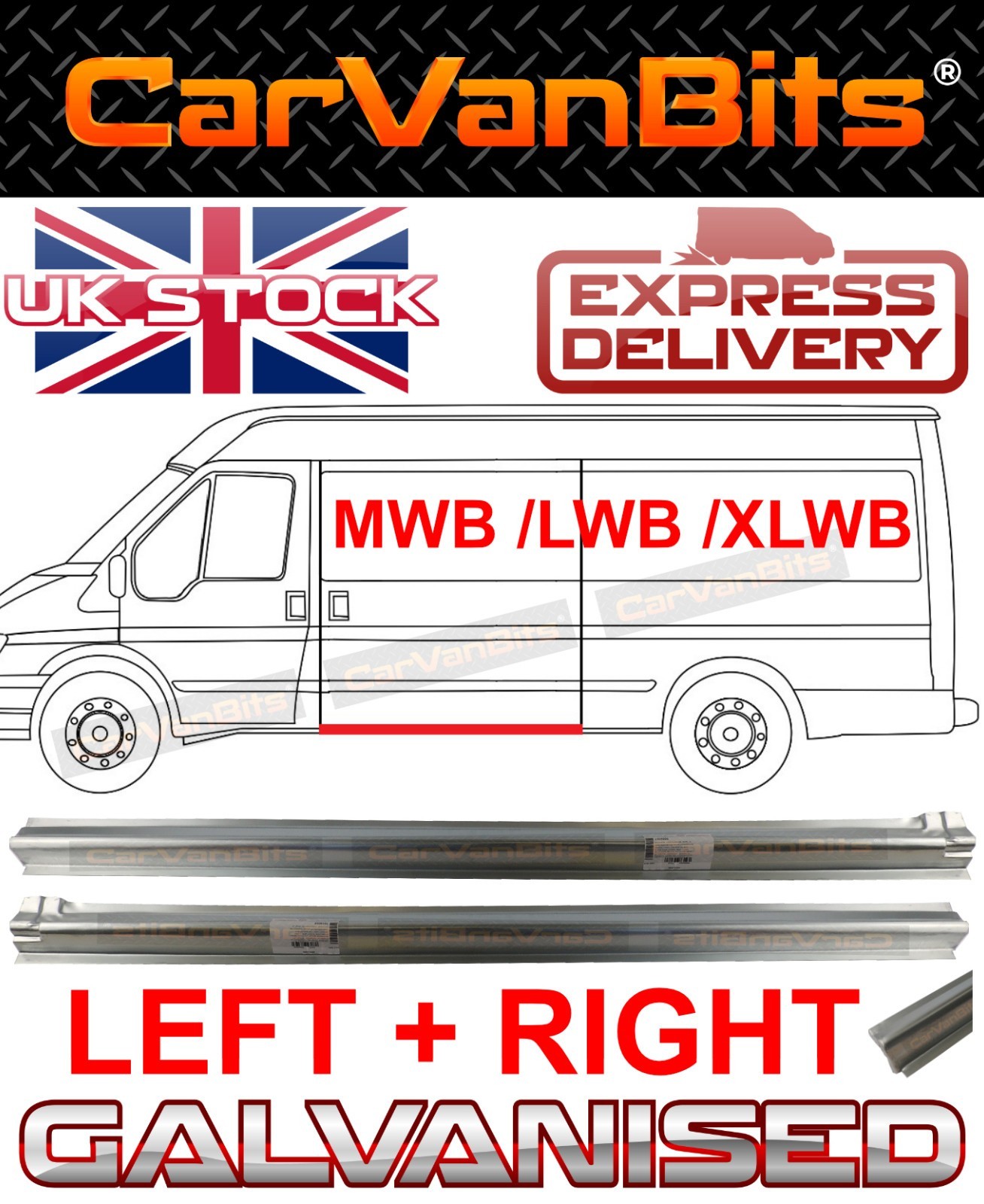 FOR FORD TRANSIT MK6 MK7 LWB 00-14 UNDER SIDE SLIDING DOOR REPAIR PANEL SILL X2
