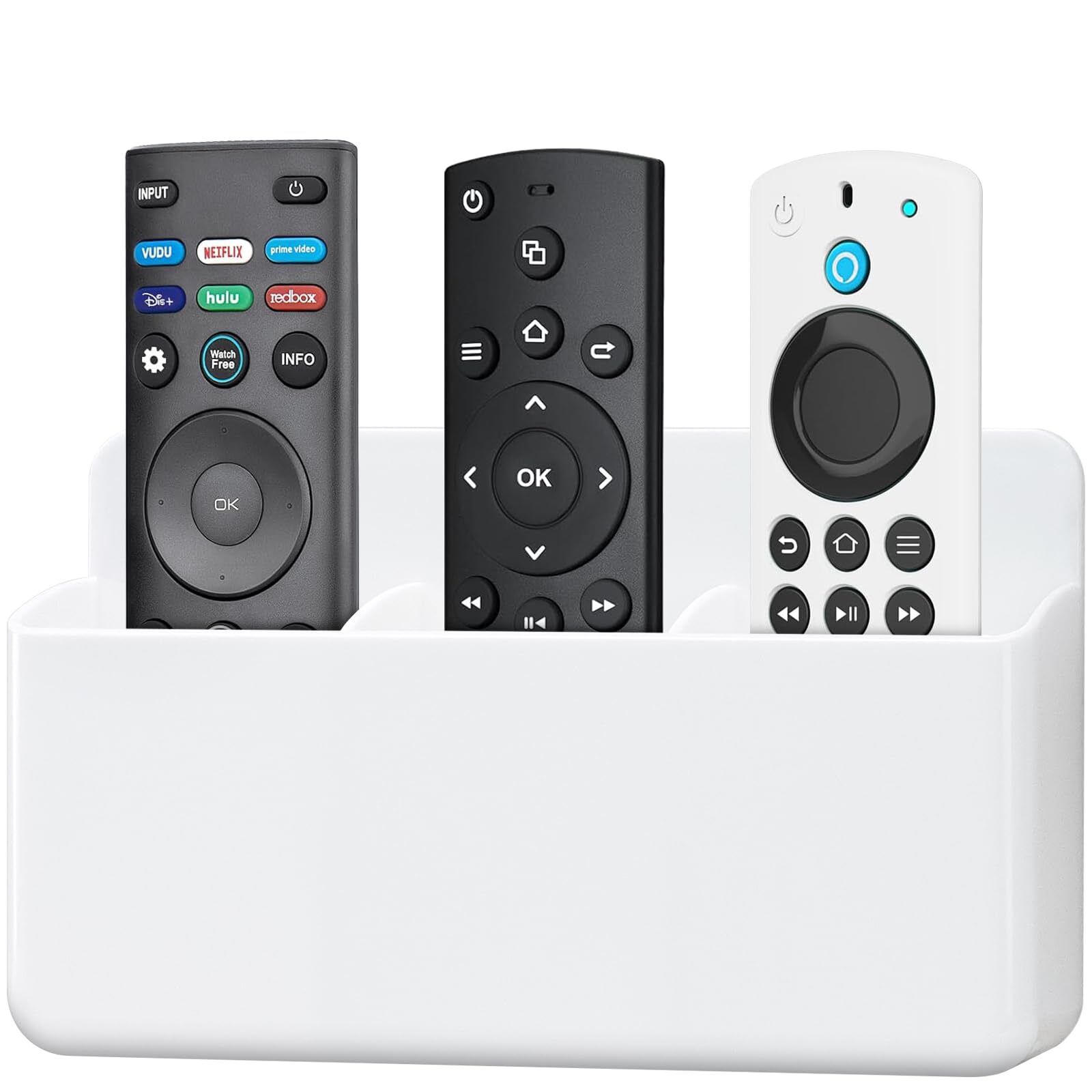 3 Slot Adjustable Remote Holder Wall Mount TV Controller Holder Hollow Bottom...