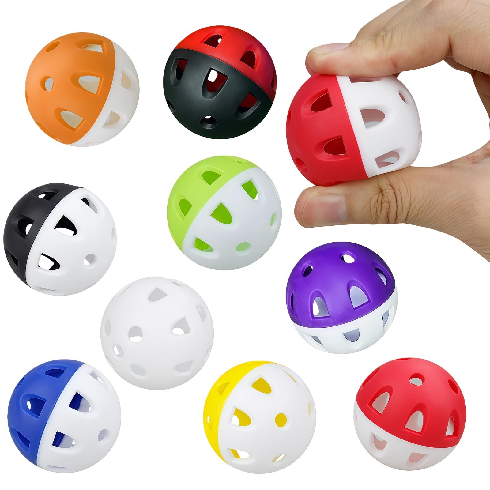 VANTOBEST 10 Pack 1.65 Inch Limited Flight Practice Golf 42mm, Random Colors