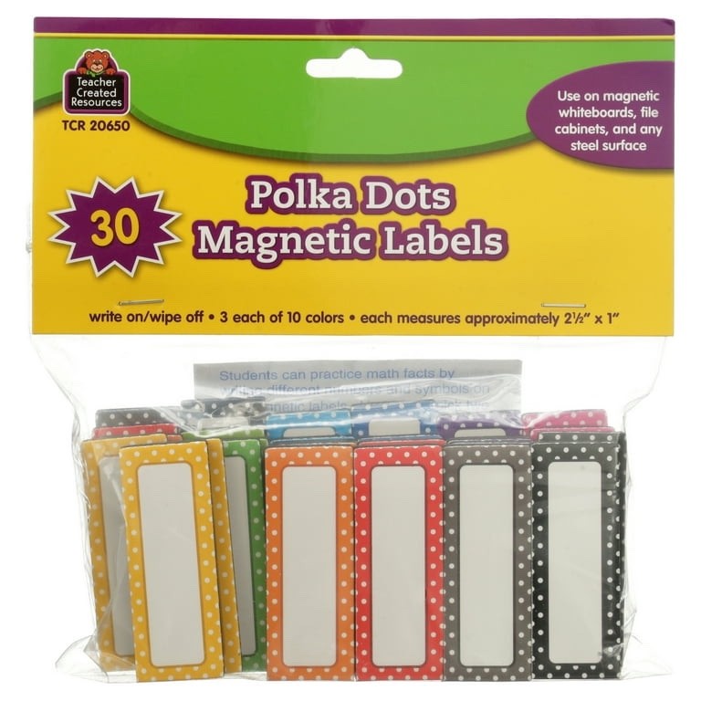 Polka Dots Magnetic Labels, Pack of 30 Teacher Created Resources TCR20650