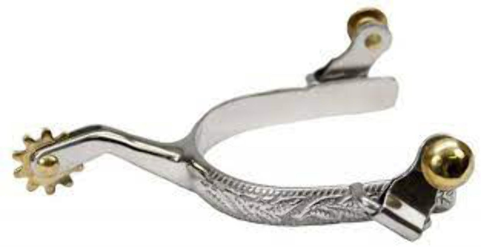 New! Women's Stainless steel ENGRAVED SPURS w/ Brass rowels 2 3/4" Boot opening