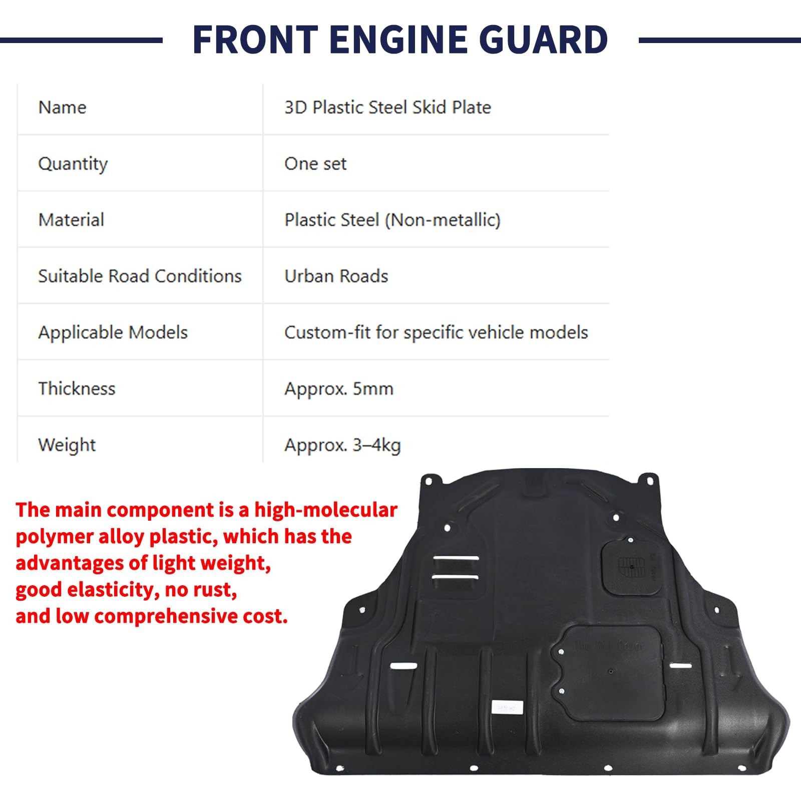Front Engine Under Splash Shield Guard Fit for Jeep Cherokee 2014 2015 2016 2...