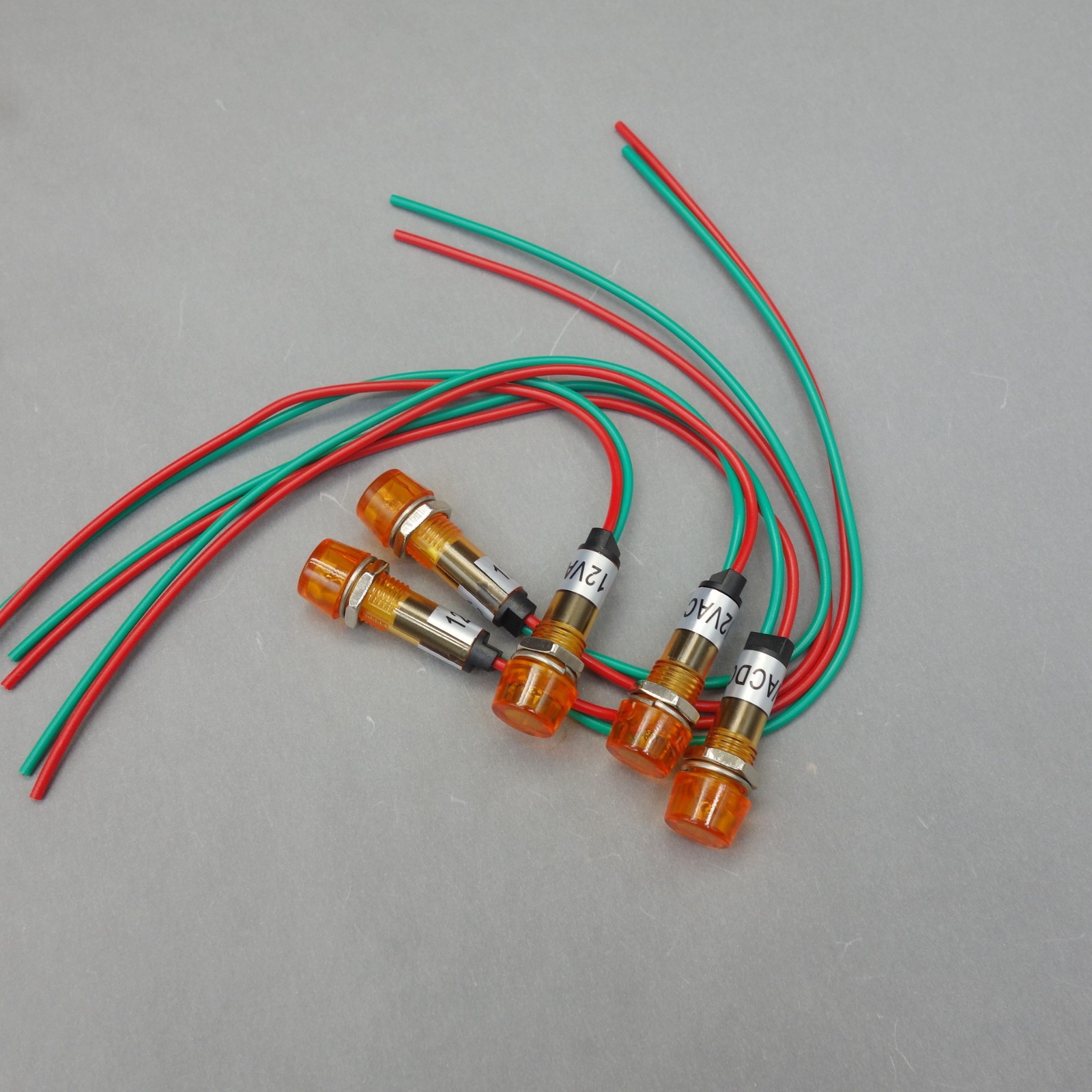5Pcs 12V Yellow Amber orange 10mm Mini LED Pilot Lights CYLINDRICAL Cap wire
