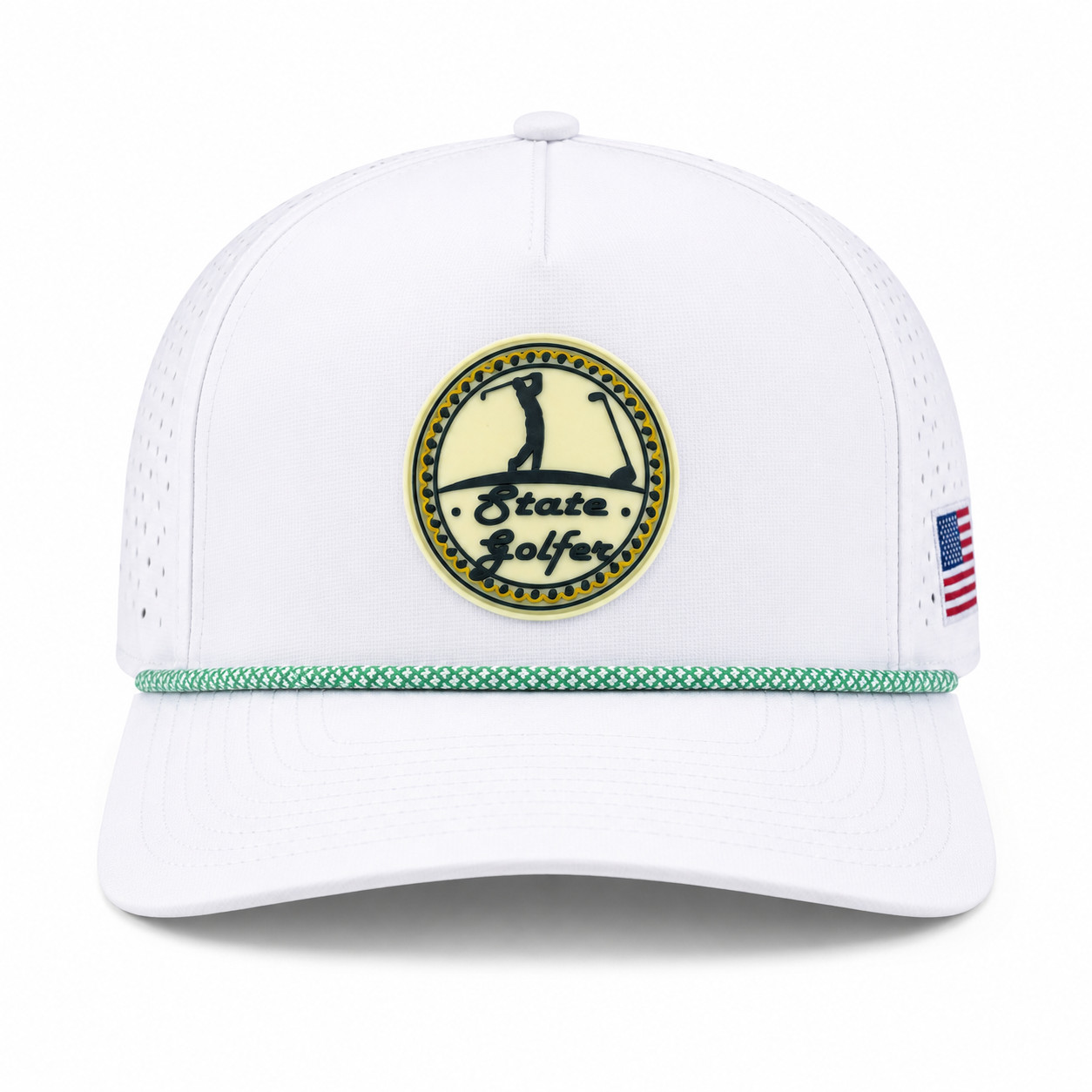 State Golfer Golf Rope Hat Snapback Trucker Cap USA Flag Golfing Adjustable