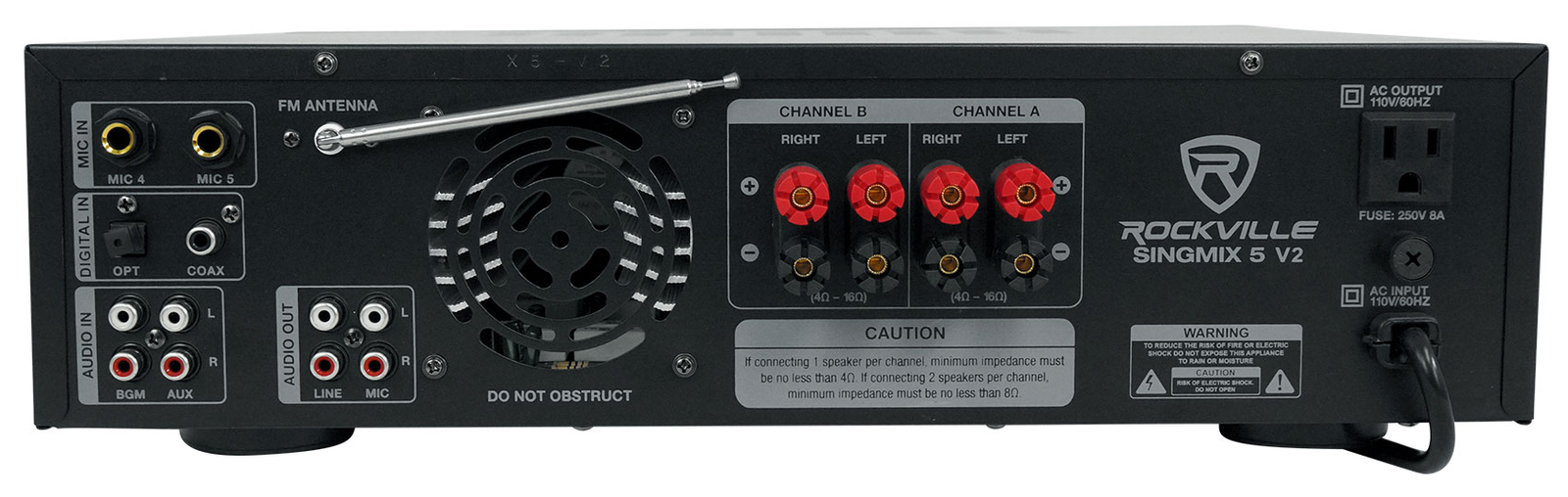 Rockville SingMix 5 2000w Professional DJ Amplifier w/ Bluetooth/Echo