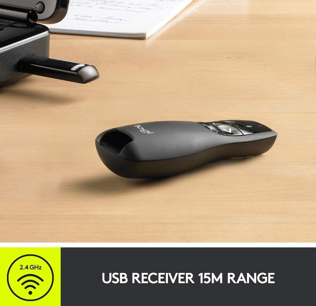 LOGITECH R400 Laser Presentation Remote BLACK Wireless 15 Meters MISSING CASE