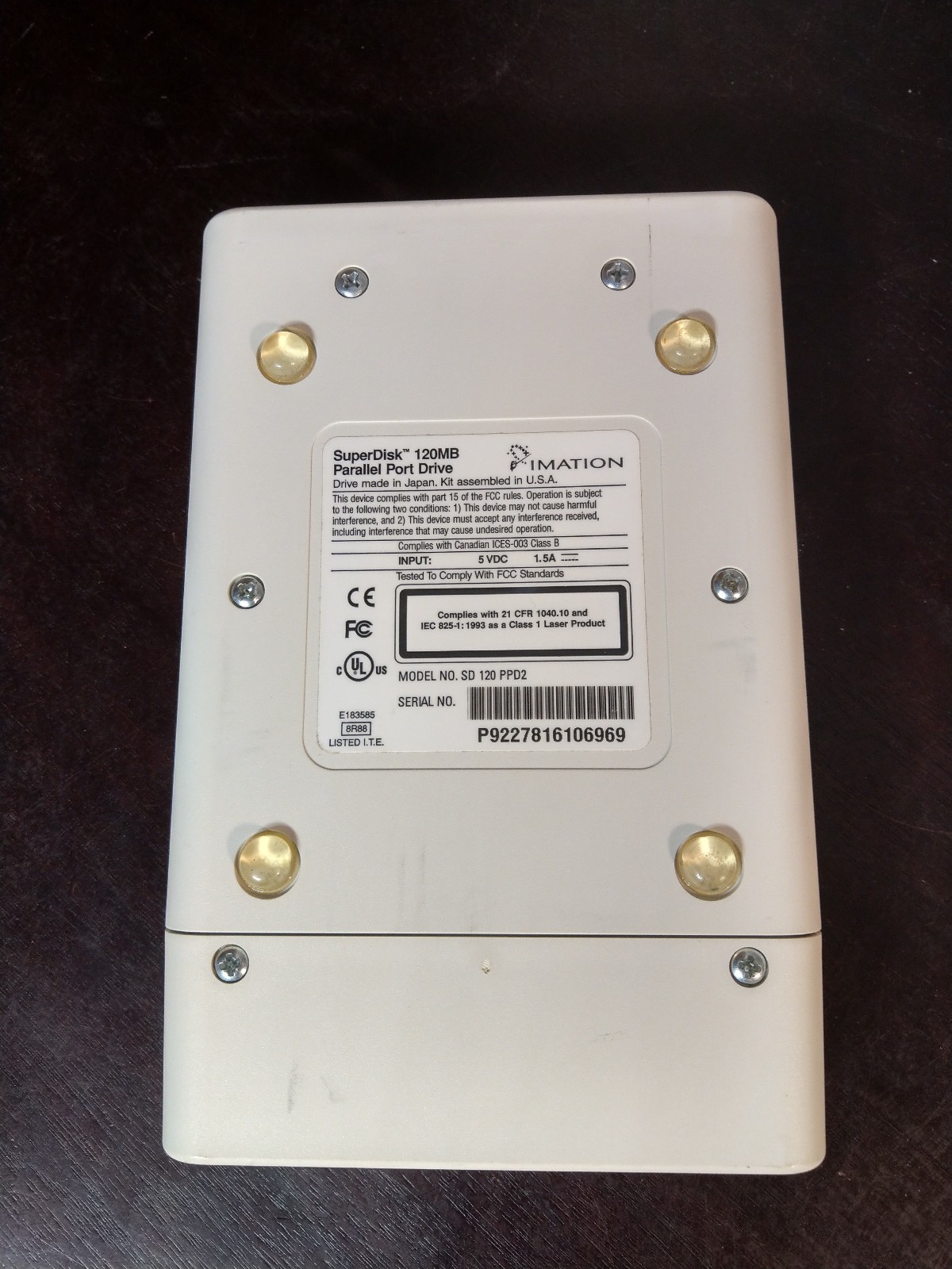 Imation Super Disk Drive PARALLEL External PC-Mac 120 MB with 5 Disks, Software