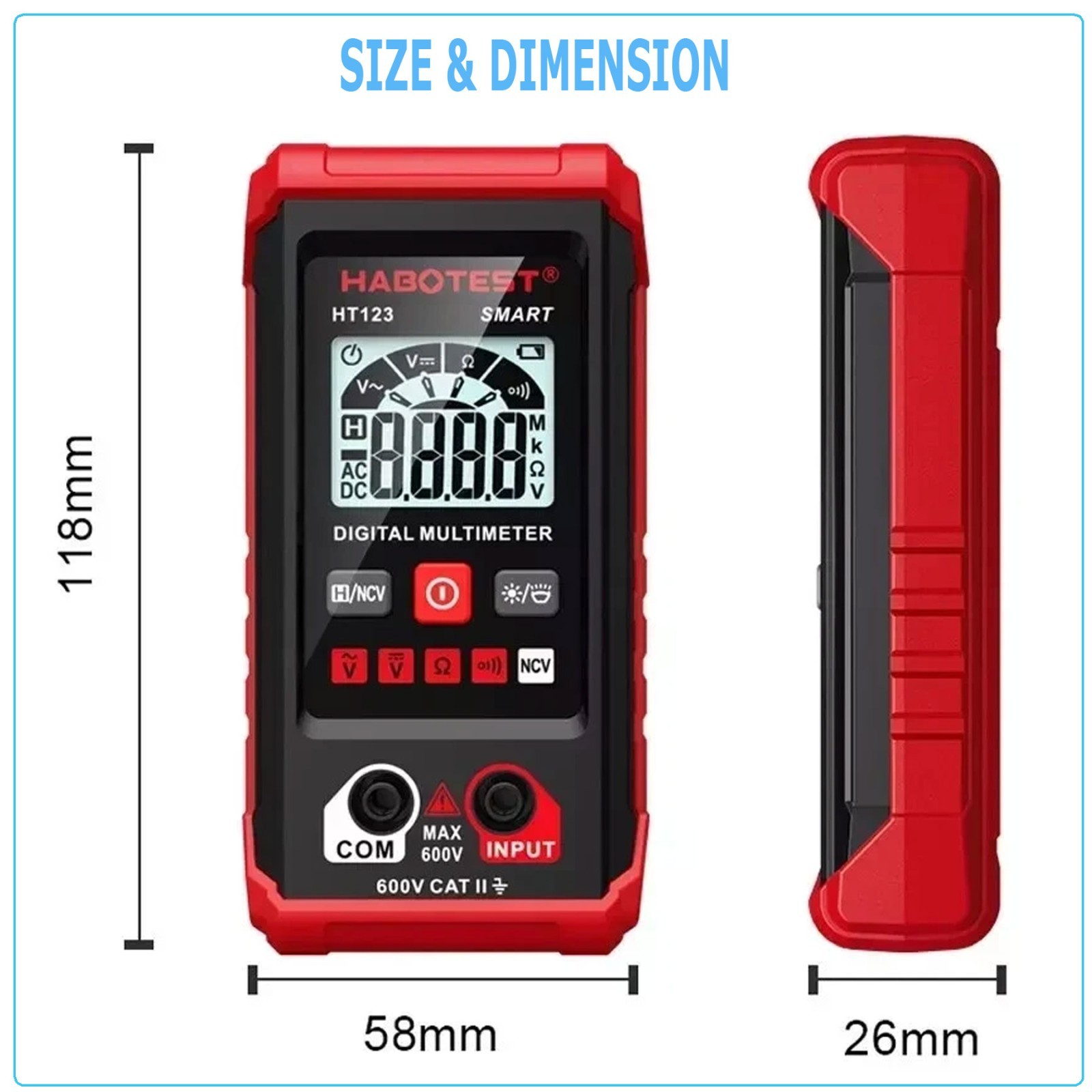 Digital Multimeter LCD Voltmeter Ammeter Ohmmeter Volt AC DC Tester Leads Meters