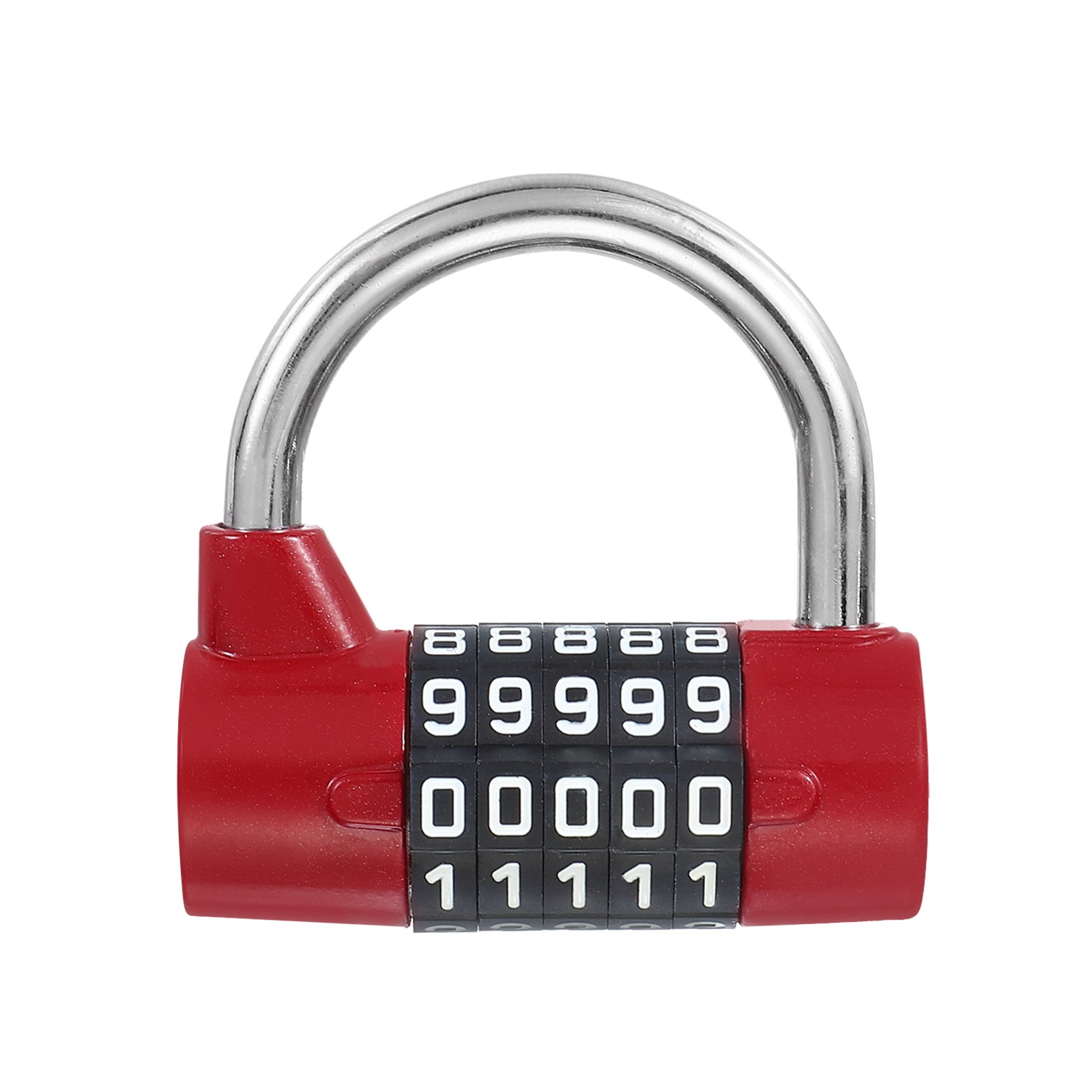 5 Digit Gym Combination Block, Red Galvanized Lock