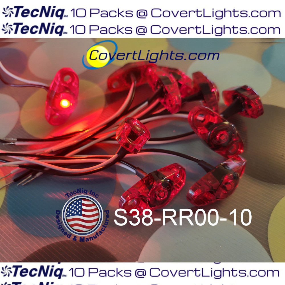 10  TecNiq RED/RED LED light Clearance Marker Trailer Truck Surface 2 wire