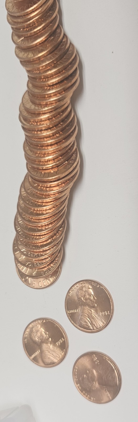 (2) Rolls Gem BU 1982  P and D Copper LARGE DATE  Unc LINCOLN Memorial Red Cents
