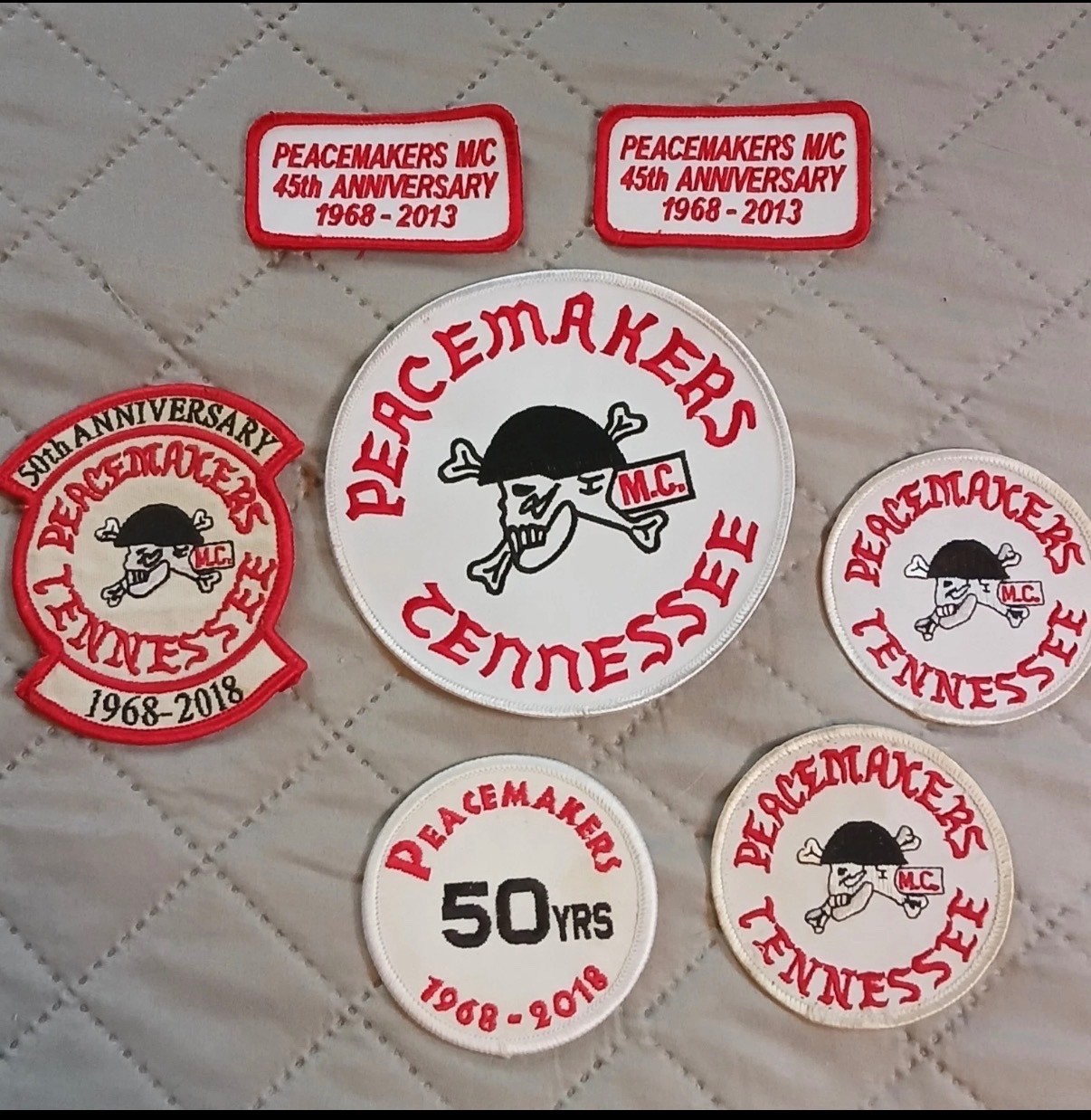 PEACEMAKERS MOTORCYCLE CLUB PATCH TENNESSEE BIKER Lot of 7 Patches