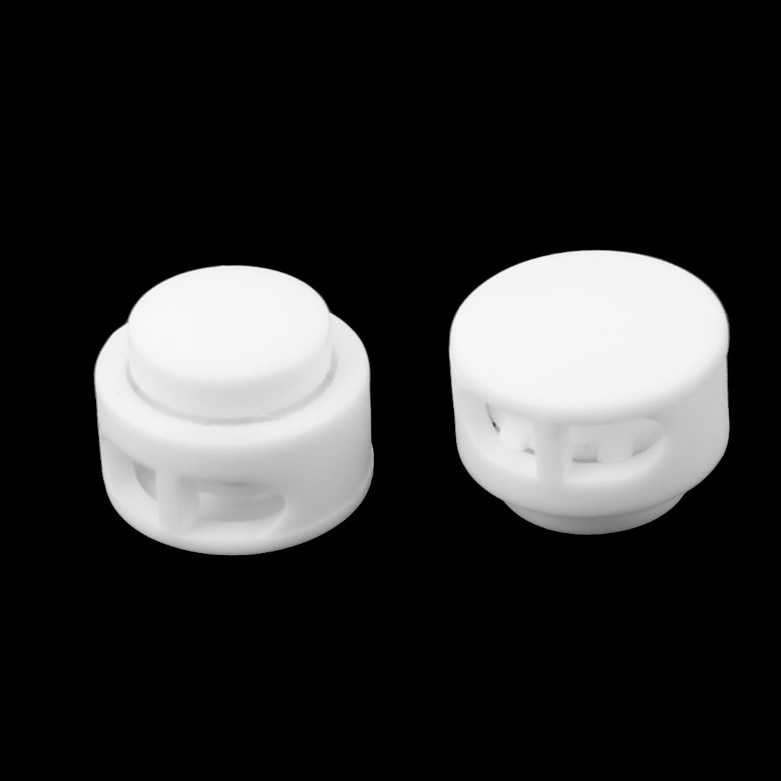 Household Plastic Spring Stop Double Holes Lanyard Cord Locks End White 20pcs