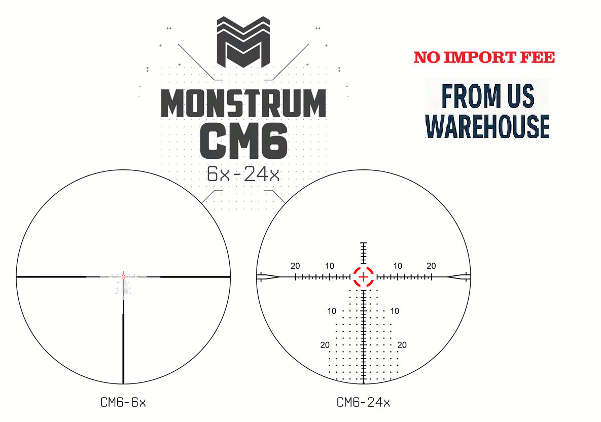 Monstrum Challenger 6-24x50 FFP Scope with Zero Stop | Flat Dark Earth
