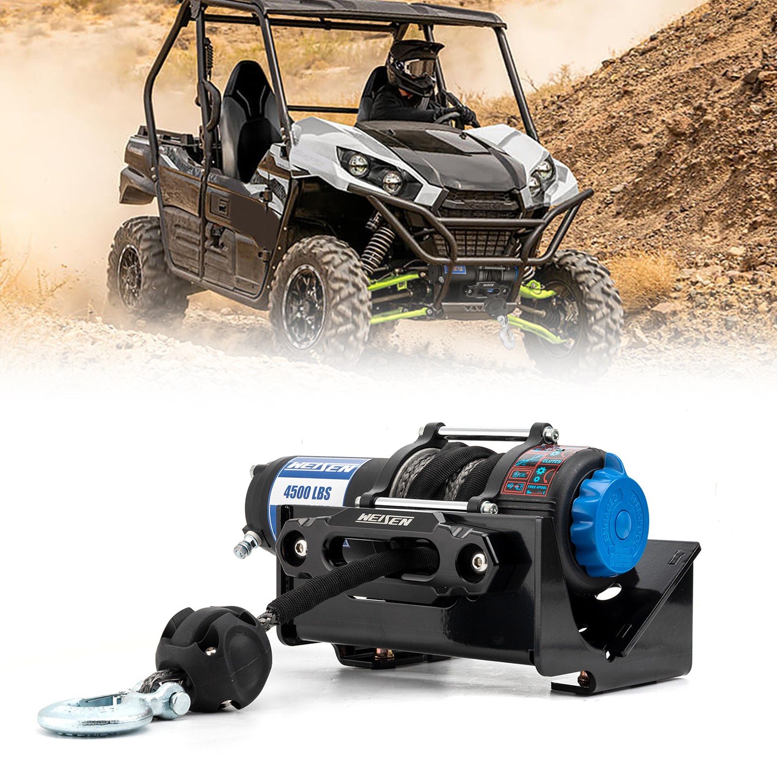 UTV 4500lb 12V Electric Winch Mount Kit For Kawasaki Teryx4 750 800 2012-2026