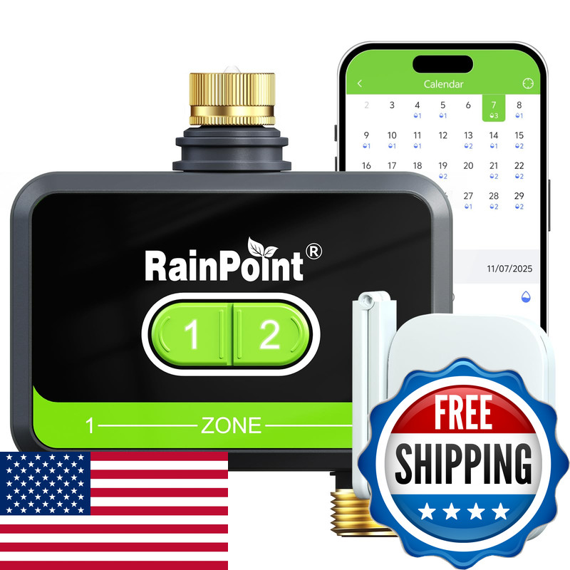 Rainpoint Wifi Water Timer For Garden Hose Brass Inlet Outlet 2-Zone Smart Hose